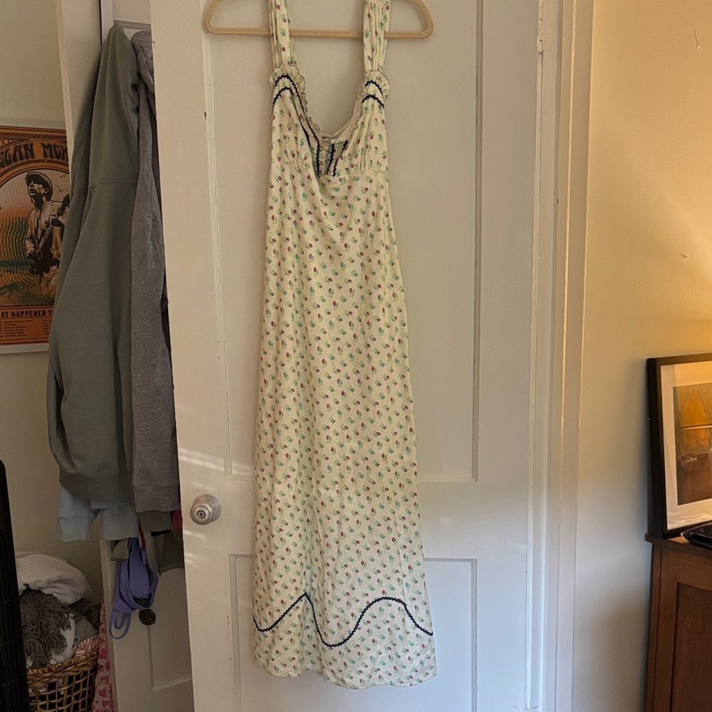 Free People Cream Maxi Dress with Small Floral Print